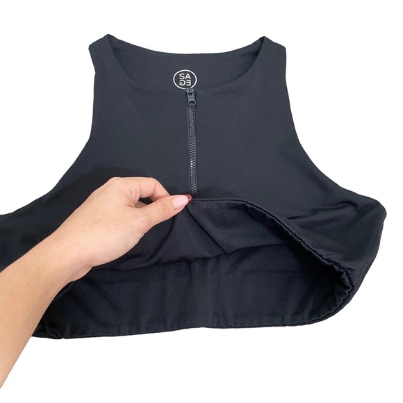 Sage Collective Zipper Front Racerback Sports Bra Black - Picture 5 of 9